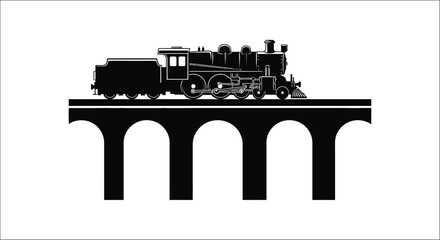 steam locomotive silhouette on bridge train transportation © Victoria hub