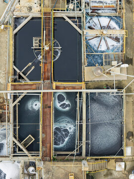 Aerial Wastewater Treatment Plant Aeration Tanks