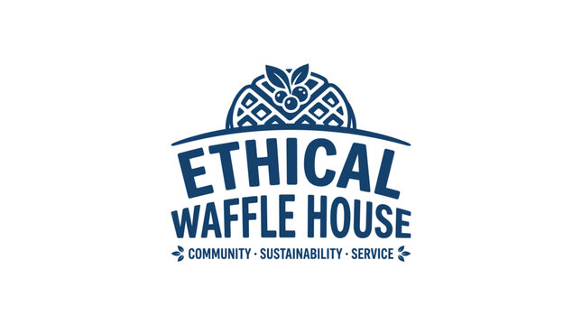 Ethical Waffle House logo with waffle and berries, vector illustration