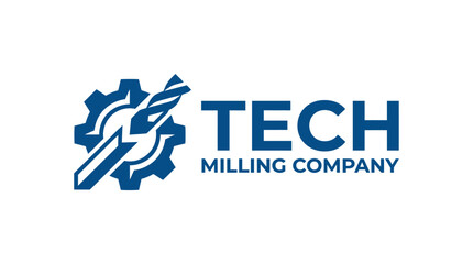 Modern gear and drill bit logo for tech milling company, clean vector graphic © INFAYUFA
