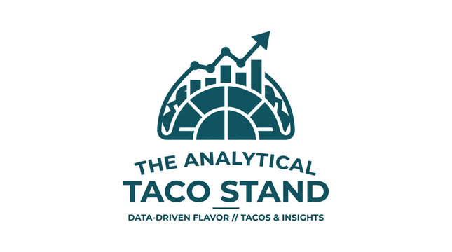 Analytical Taco Stand logo with rising graph and taco shape