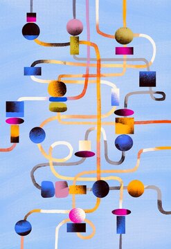 Abstract Wire Labyrinth with Colorful Geometric Beads
