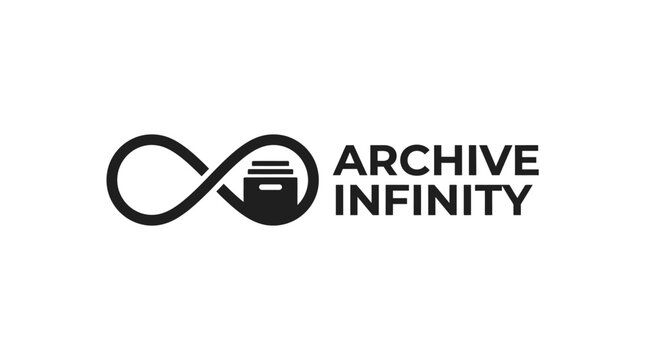 Infinity archive logo concept with stacked documents inside an infinity symbol