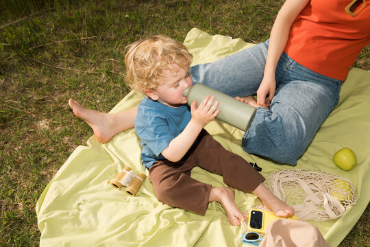 A family spends time outdoors during spring