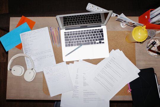 Home office desk showing productivity and technology