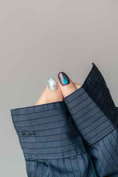 Blue and Brown Tartan Manicure