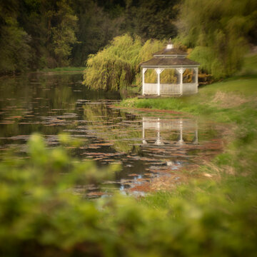 Gazebo on the edge of a pond