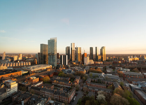 Skyline View of a Manchester In Sunset Light
