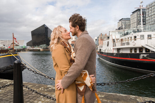 Couple In Love At Royal Albert Dock Waterfront in Liverpool