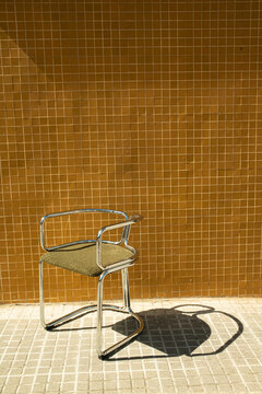 Vintage metal chair in the street