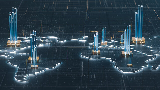 Global technology landscape map shows connection and growth by region