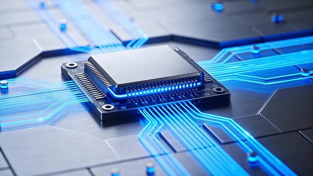 Microchip with glowing circuitry