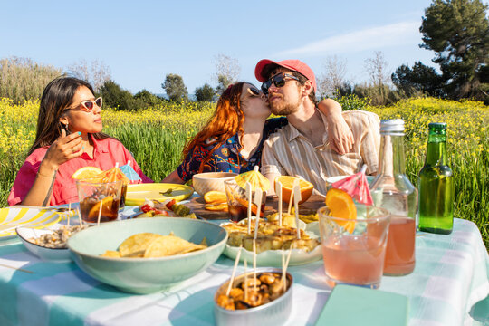 Friends Celebrating Vermut Picnic Outdoors
