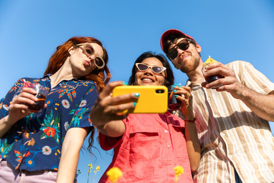 Friends Taking Selfie With Vermut party celebrate