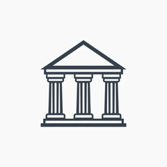 Obraz premium Classic Building Icon with Columns and Pediment - Vector Illustration