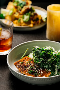 Blackened Salmon Fillet and Arugula Salad