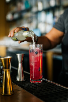 Making A Blueberry Smash Cocktail