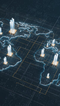 Global technology landscape map shows connection and growth by region