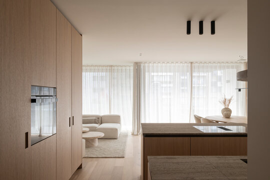sofa and kitchen island