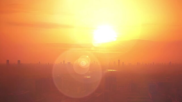 Sommer und strahlende Sonne als Symbol f&uuml;r die Hitze in einer Gro&szlig;stadt