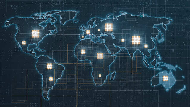 Global technology landscape map shows connection and growth by region