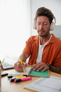 Man at desk during remote work