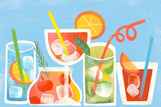 Set of summer beach cocktails 