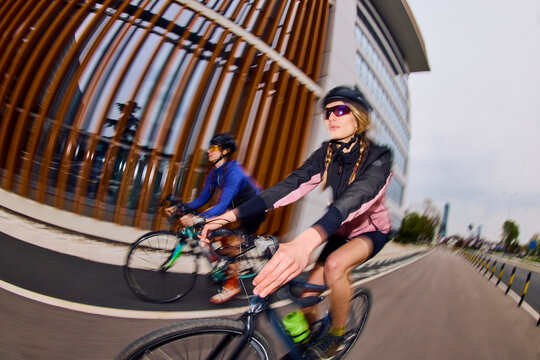 Women cycle together