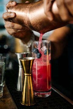 Pouring a shaken cocktail