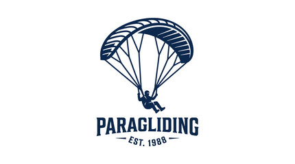 Paragliding graphic element with silhouette of person and vintage text. © goeng_art