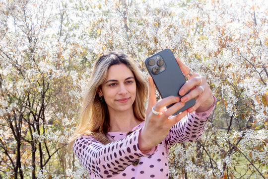 A woman taking selfies 