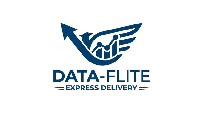Modern vector logo for data analytics and express delivery services