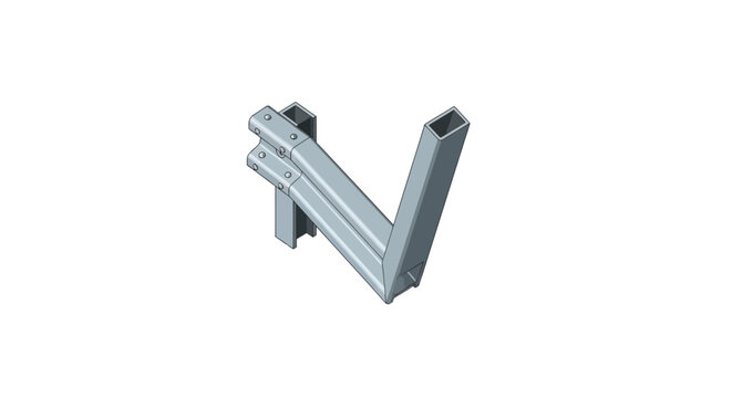 Interlocking metal beams forming structural connection frame.