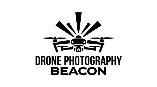 Drone photography logo with a stylized quadcopter and radiating light