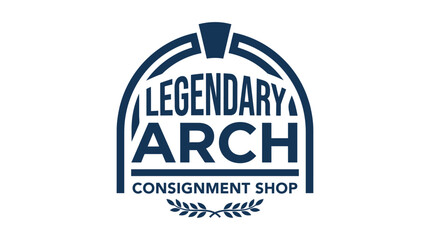 Obraz premium Classic navy blue arch logo with text 