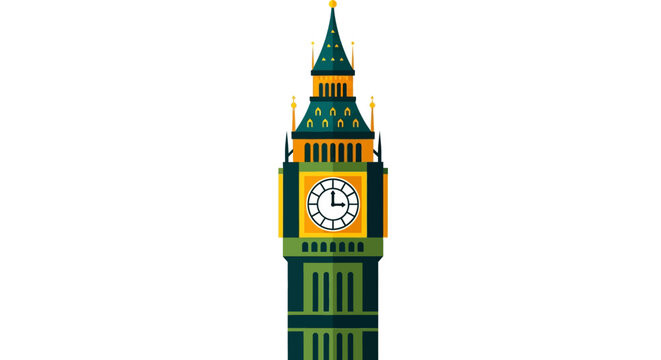 Illustrated Big Ben Clock Tower Icon Graphic.