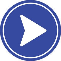White arrow icon inside a blue circle button for navigation and user interface design © Mst