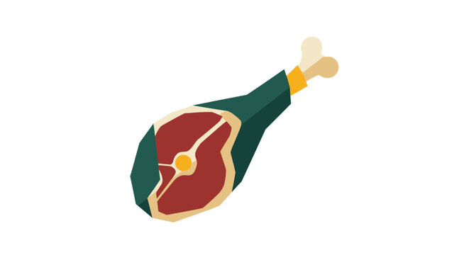 Illustrated raw ham leg with green wrapping detail.