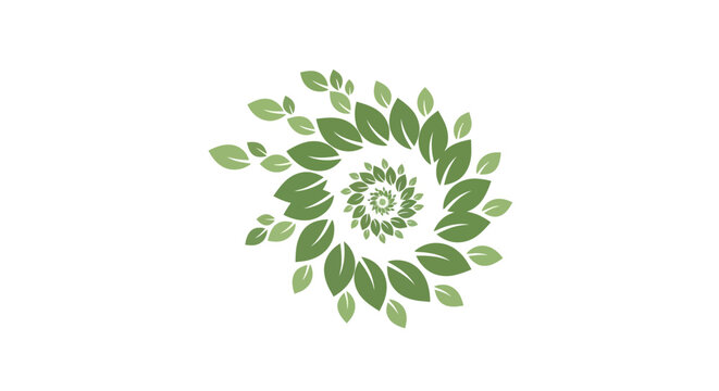 Green Leaf Spiral Pattern - Nature's Fibonacci Sequence