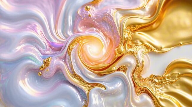 smooth fluid algorithm motion simulation of luxury iridescent silk liquid mixing with molten gold perfect for Artificial Intelligence Concept