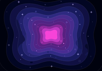 Abstract Space Nebula with Layered Purple and Pink Cosmic Portal and Stars Vector Illustration © Susy