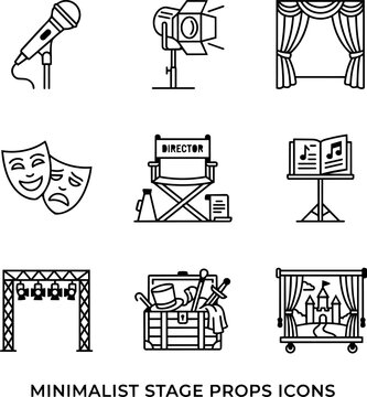 Minimalist Stage Props Icons: Theater, Film, Performance Icons