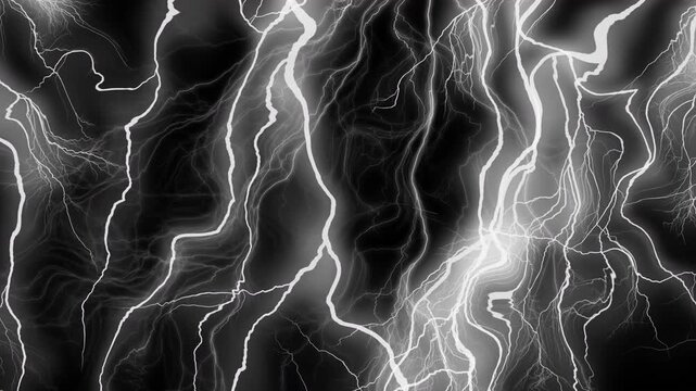 Bright jagged white lightning bolts contrast against dark stormy clouds, creating striking electric energy patterns suitable for dramatic visual projects.