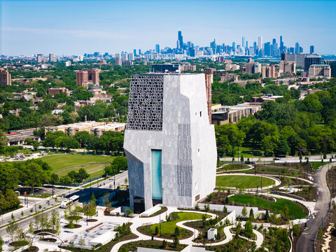Drone photo of Obama Presidential Center in Chicago 
