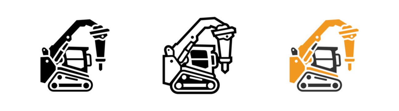 Skid steer loader logo vector Set Multiple Style Collection.