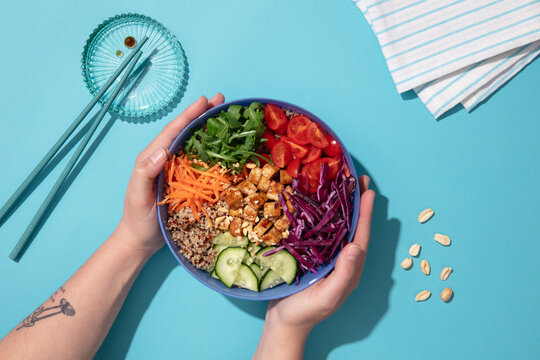 Vegan Poke Bowl Flatlay