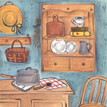 A pot on a wooden table
