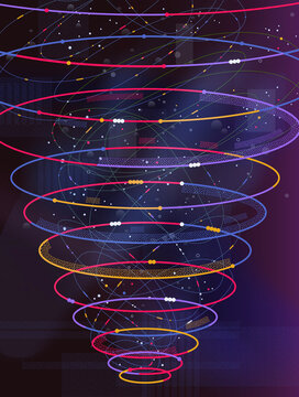 Abstract data spiral flow AI network technology background