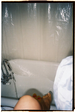 Relaxing Bath Time With Rubber Ducks at Home in the Evening