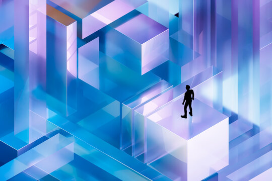 3D glass cube journey